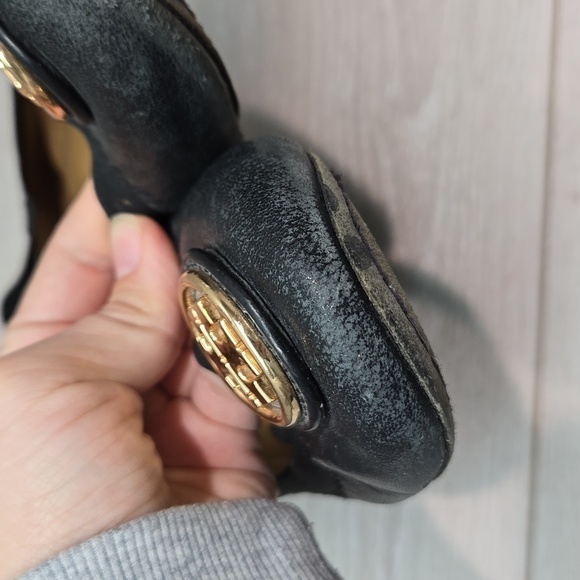 Tory Burch Logo Leather Ballet Flats slip on shoes sz 7M - Picture 6 of 16